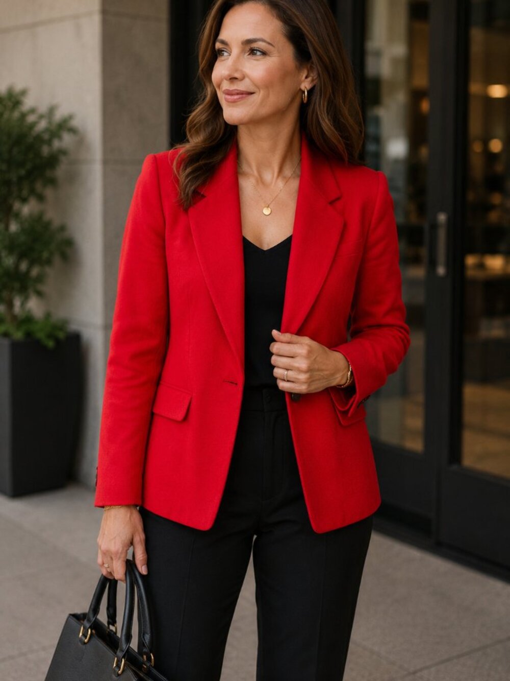 Vintage Casual Corner Red Tailored Blazer Size 8 Career Office Jacket
